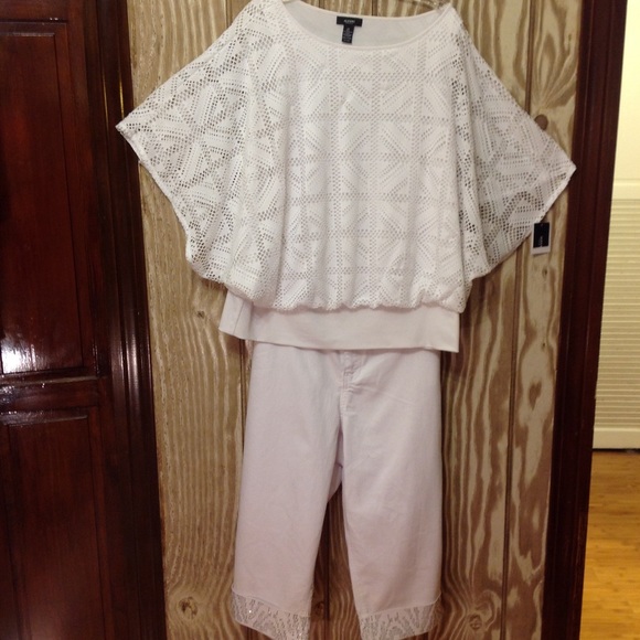 NEW Bling Rhinestone White Jean Capri 1X 2X 3X - Picture 8 of 8